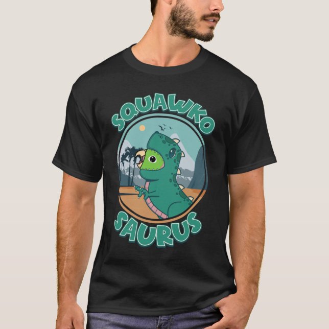 Camiseta Squawkosaurus Rex Parrot I Green Parrotlet (Anverso)