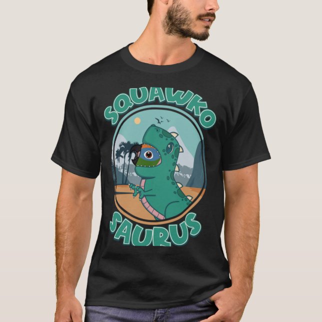 Camiseta Squawkosaurus Rex Parrot I Peach fronte Conure (Anverso)