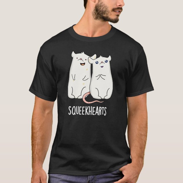 Camiseta Squeekcorazones Gracioso Ratón Cariño Pun Dark BG (Anverso)