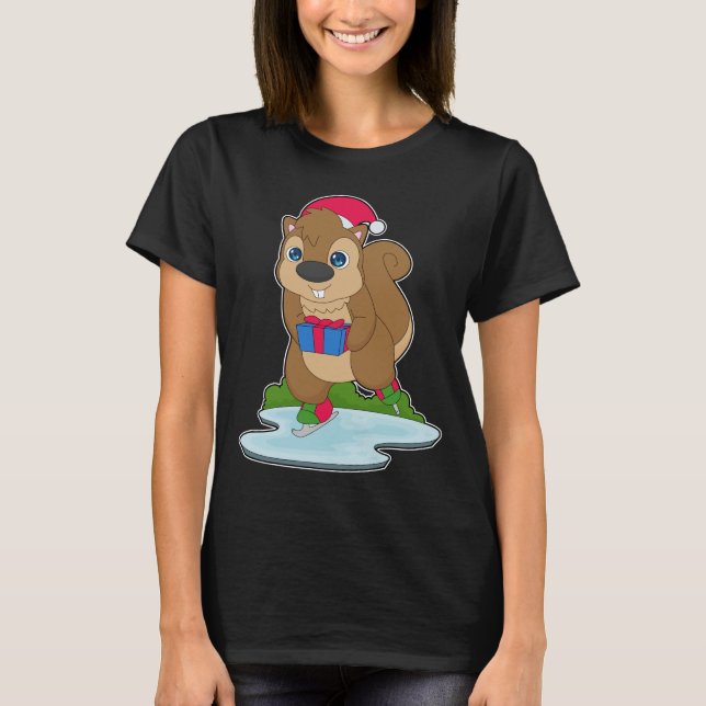 Camiseta Squirrel Christmas Ice skating (Anverso)