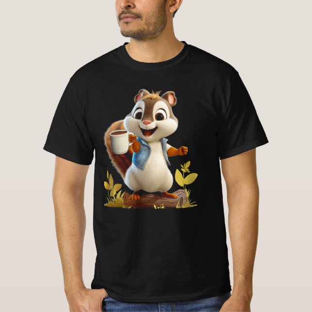 Camiseta Squirrel Coffee Funny Coffee Drinking Squirrel (Anverso)