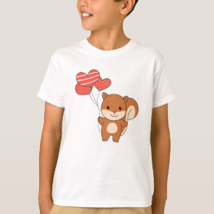 Camiseta Squirrel Cute Animales Corazón Globos Valentine T-