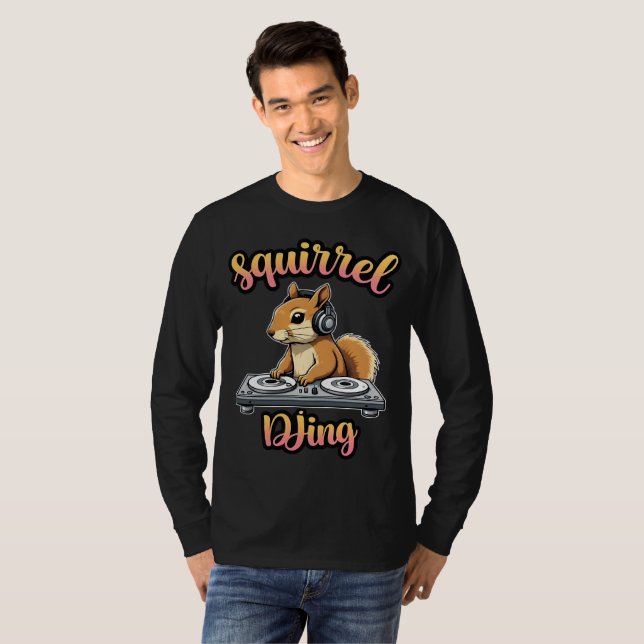 Camiseta Squirrel DJ Party Vibes Funny Retro DJ T-Shirt (Anverso completo)