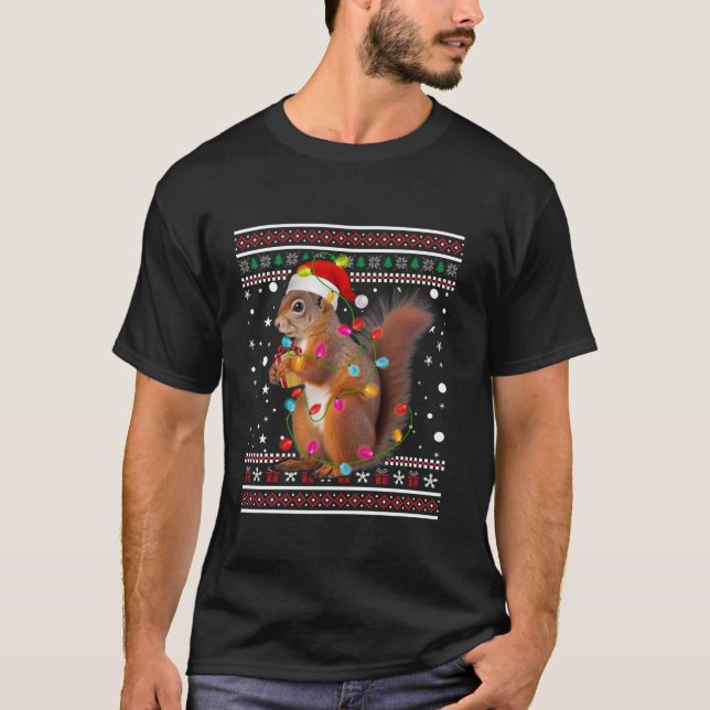 Camiseta Squirrel Fea Funny Feliz Navidad Snowflake Sant (Anverso)