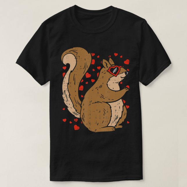Camiseta Squirrel Heart Glasses Cute Valentines Day Animal  (Diseño del anverso)