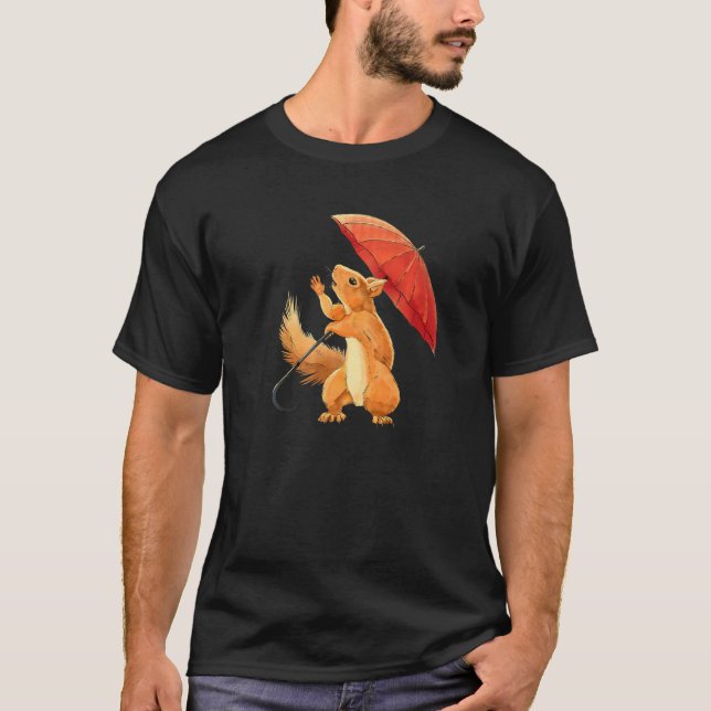 Camiseta Squirrel Holding Umbrella  Squirrel Enthusiast (Anverso)