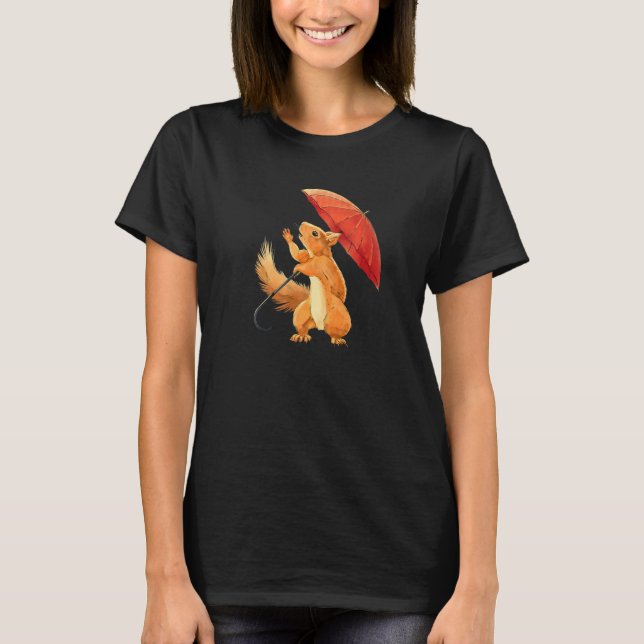 Camiseta Squirrel Holding Umbrella  Squirrel Enthusiast (Anverso)