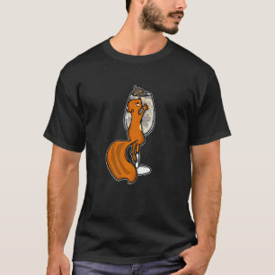 Camiseta Squirrel Lover Women Red Wine Glass Acorn Squirrel