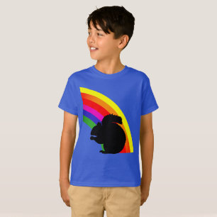 Camiseta Squirrel negro Silhouette Colorful Rainbow Kids