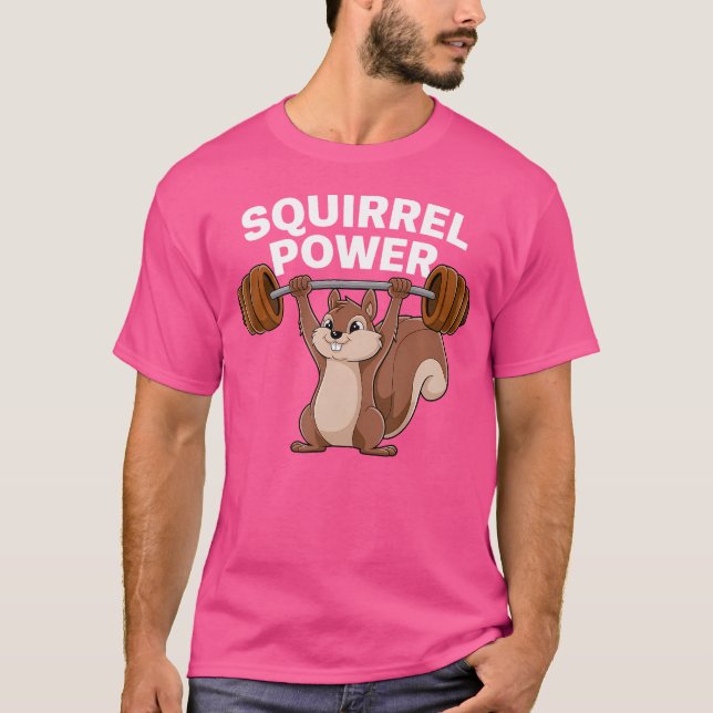 Camiseta Squirrel Poder Funny Fuerza Levantamiento del Gimn (Anverso)