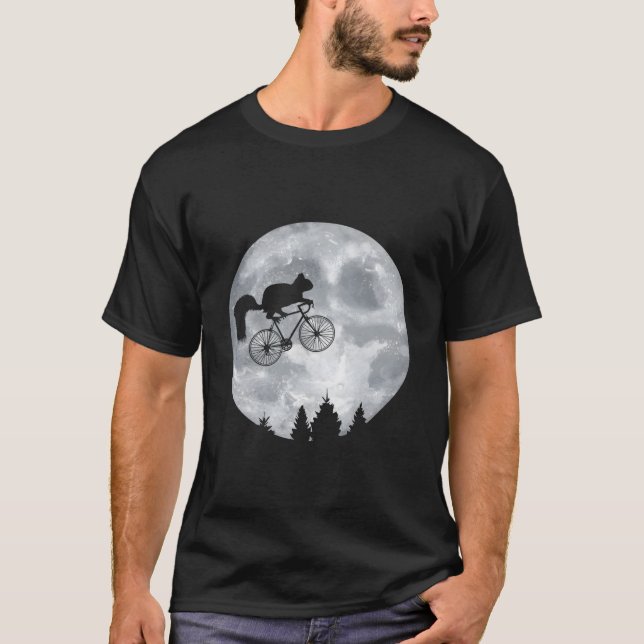 Camiseta Squirrel Riding Moon Bike Halloween Lunar Cycling (Anverso)