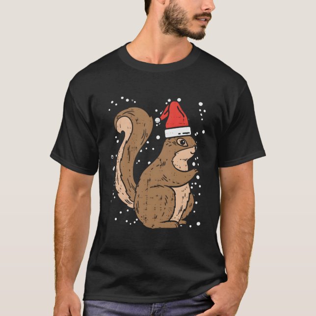 Camiseta Squirrel Santa Hat Navidades Xmas Pajama Animal Lo (Anverso)