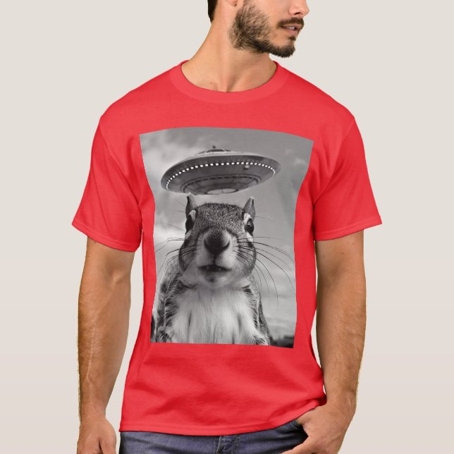 Camiseta Squirrel Sie With Alien UFO Funny Squirrel Gifts F (Anverso)