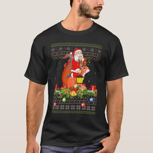 Camiseta Squirrel   Ugly Santa Riding Squirrel Christmas (Anverso)