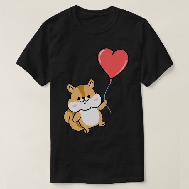 Camiseta Squirrel With Heart Balloon Valentines Day Squirre (Diseño del anverso)