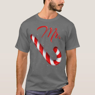 Camiseta Sr Candy Cane Sra. Merry y Brillante Rojo y Blanco