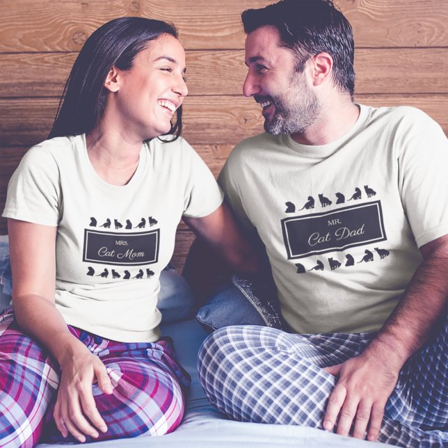 Camiseta Sr. Cat Dad Black White Matching Couple Husband (Subido por el creador)