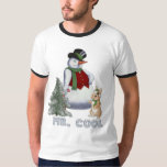 Camiseta Sr. Cool - muñeco de nieve<br><div class="desc">Confiado y diversión,  de que se siente Sr. Cool. Características del diseño un muñeco de nieve con el tophat y bastón con su amigo del conejo. Un diseño del invierno de la diversión para ese individuo fresco.</div>