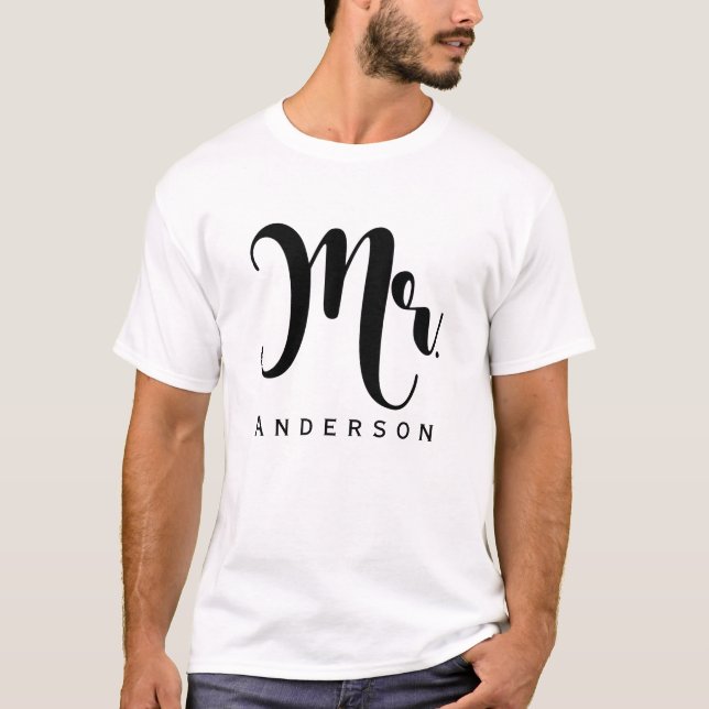 Camiseta SR. Groom Escritura moderna tendencia Boda Fiesta (Anverso)