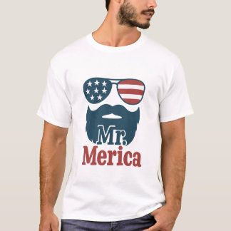 Camiseta Sr. 'Merica Patriótica Barba Y Sombras Para Él