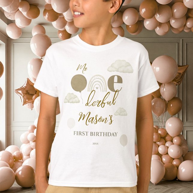 Camiseta Sr Onederful Cumpleaños Boho Nube Neutral Primero (Subido por el creador)