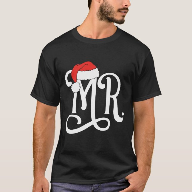 Camiseta Sr. Parejas Navidades Santa Claus Gorra Sr. y Sra. (Anverso)