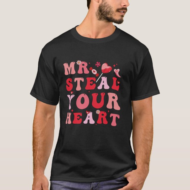 Camiseta Sr. Steal Your Heart Candy Heart Love Happy Valent (Anverso)