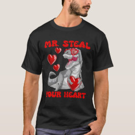 Camiseta Sr. Steal Your Heart-Rex Dinosaur Valentine