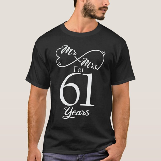 Camiseta Sr. y la Sra. Durante 61 años 61º Boda Aniversario (Anverso)