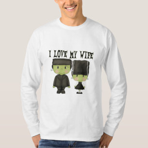 Camiseta Sr. Y la Sra. Franken Couple Amo a mi esposa Hallo