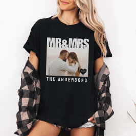 Camiseta Sr. y Sra. Bloque fotográfico Nombres de Aniversar