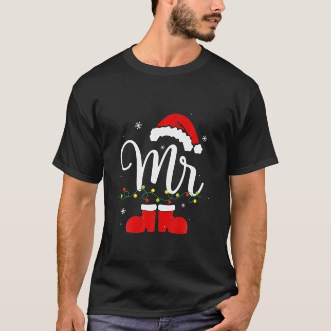 Camiseta Sr. Y Sra. Claus Parejas Navidades Pajama (Anverso)