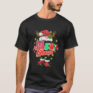 Camiseta Sr. y Sra. Claus Santa Couples Retro Groovy Cristo