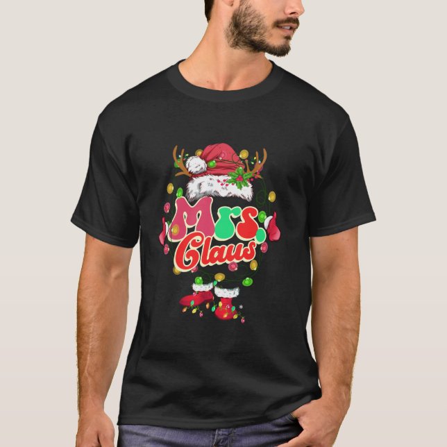 Camiseta Sr. y Sra. Claus Santa Couples Retro Groovy Cristo (Anverso)