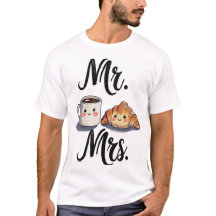 Sr. y Sra. Cute Café y Croissant Couple Desi