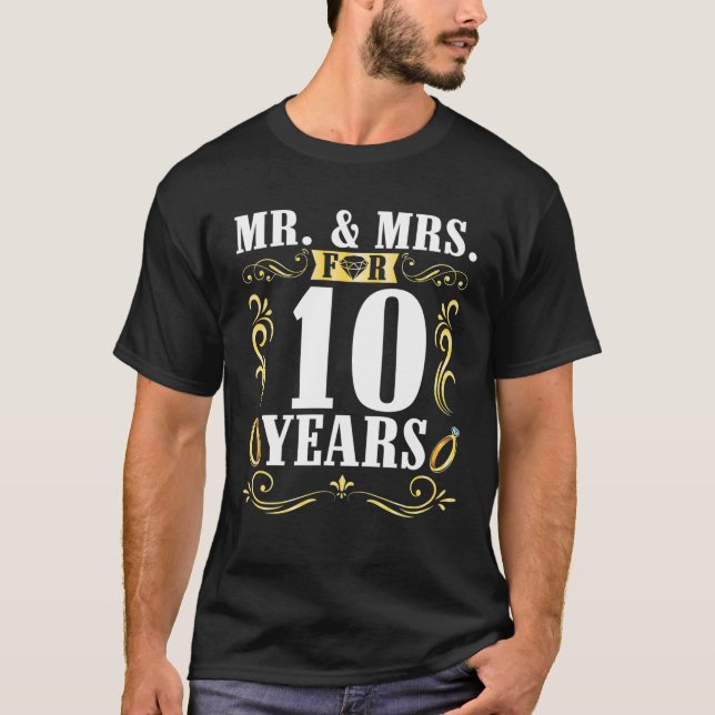 Camiseta Sr. Y Sra. Durante 10 Años Esposa Esposa Boda Marr (Anverso)