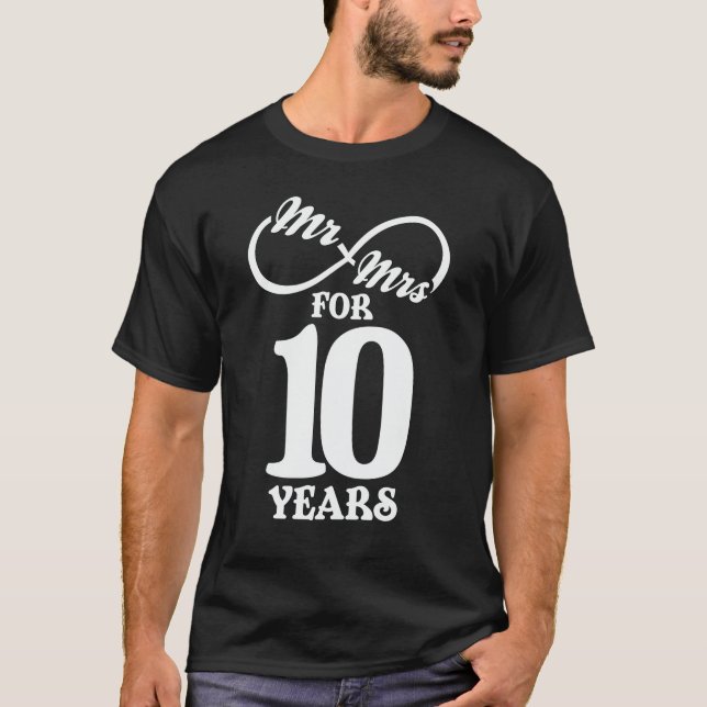 Camiseta Sr. y Sra. Durante 10 años Primer Aniversario Boda (Anverso)