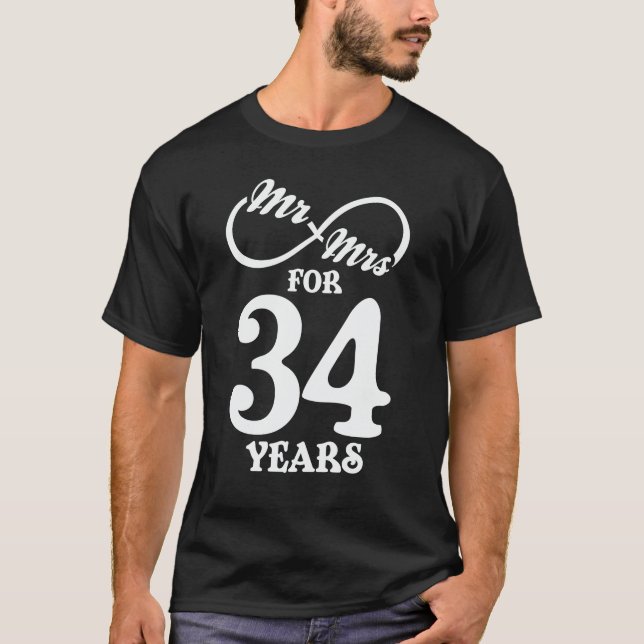 Camiseta Sr. y Sra. Durante 34 años 34º aniversario del Bod (Anverso)