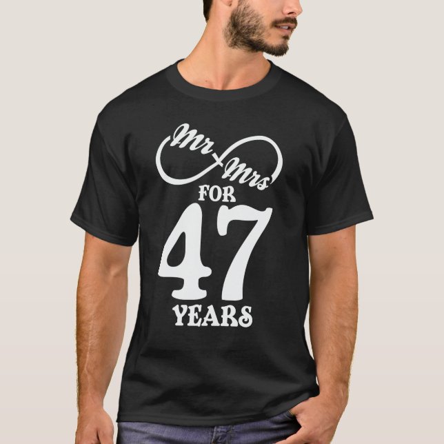 Camiseta Sr. y Sra. durante 47 años primer Boda Aniversario (Anverso)