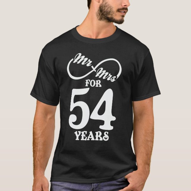 Camiseta Sr. y Sra. durante 54 años primer Boda Aniversario (Anverso)