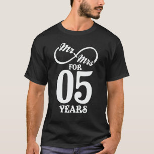 Camiseta Sr. y Sra. durante 5 años primer Boda Aniversario