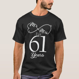Camiseta Sr. y Sra. durante 61 años primer Boda Aniversari