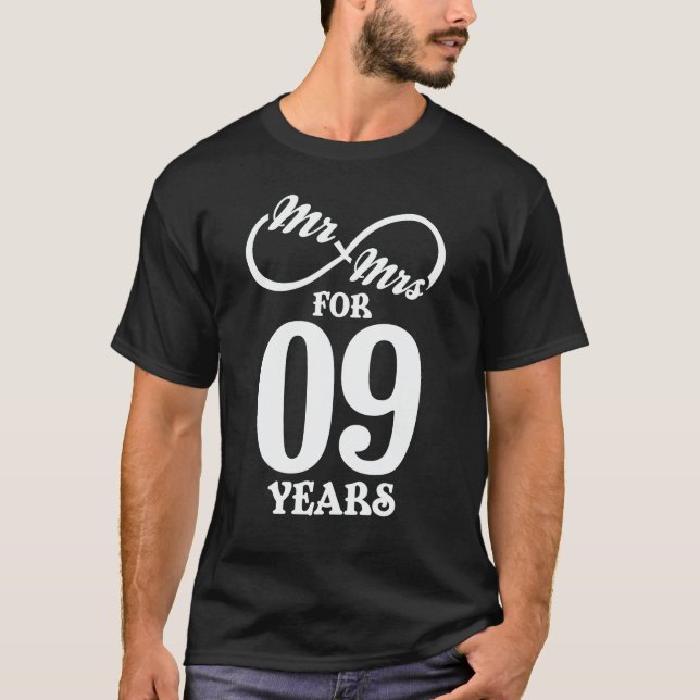 Camiseta Sr. y Sra. Durante 9 años Noveno Aniversario Boda (Anverso)