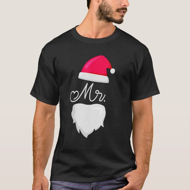 Camiseta Sr. Y Sra. Santa Claus Pajamas Parejas Coincidiend (Anverso)