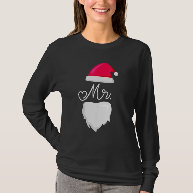 Camiseta Sr. Y Sra. Santa Claus Pajamas Parejas Coincidiend (Anverso)