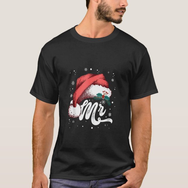 Camiseta Sr. Y Sra. Santa Hat Xmas Parejas Coincidiendo Con (Anverso)