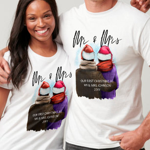 Camiseta Sr. y Sra. Script Parejas Navidades