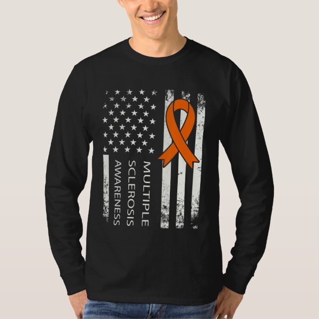 Camiseta Sra. Awareness, Bandera En Peligro Y Cinta Naranja (Anverso)