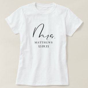 Camiseta Sra. Black Modern Script Custom Wedding de recient