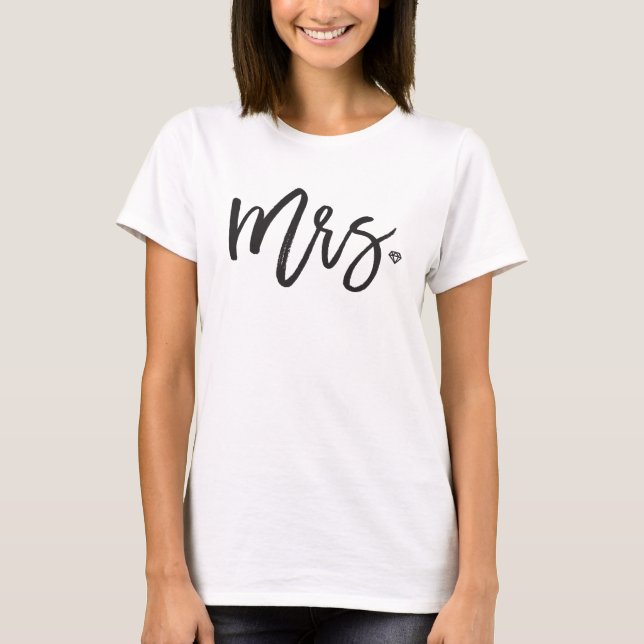 Camiseta Sra. Brush Script Diamond Novia Chic Fiesta de Bod (Anverso)